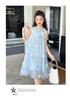 Girls' Blue Dress Summer Dress 2026 New Stylish Girls' Summer Mesh Princess Dress Children's Summer Dress