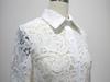 2025 French Fashion Lace Floral Long Sleeve Tunic with Turn-Down Collar