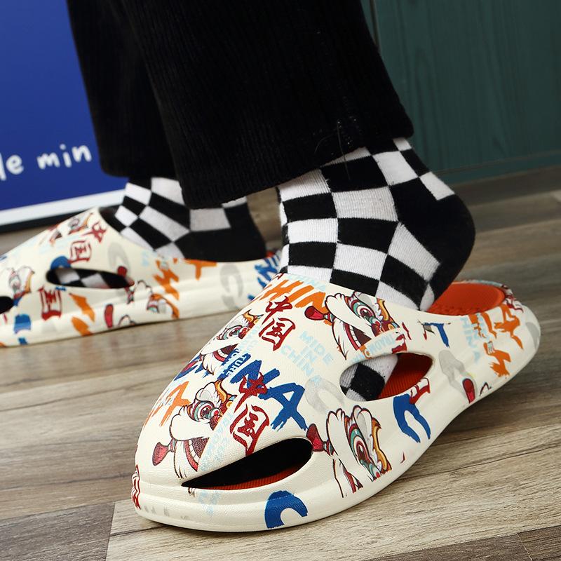 Kapcie Baotou, gruba podeszwa, 2023 nowe kapcie z płaskim dnem, kapcie dla par, kapcie męskie i damskie do odzieży wierzchniej