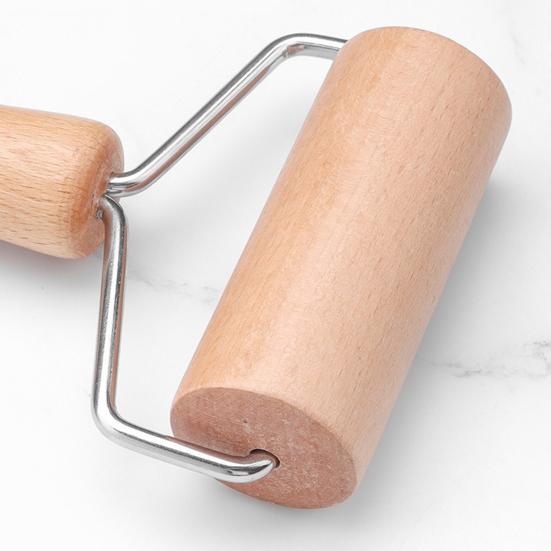 Wood Rolling Pin Non-Stick Dough Roller for Pizza Pastry Ergonomic Mini Dough Rolling Pin Easy-Clean Essential Baking Tool for Home Kitchen
