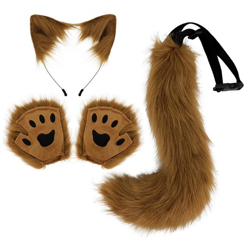 Handgemaakte Kattenoren Hoofdband Met Klauw Handschoenen Set Halloween Cosplay Feest Kostuum Accessoire