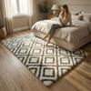 Shaggy Living Room Rug DECOR Non-slip Soft Fluffy Fashionable 120x170 White Cube