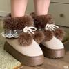 Chunky Platform Warm Furry Women Snow Boots Thick Soled Cold-proof Lightweight Non-slip Plus Size  Winter Cotton Shoes