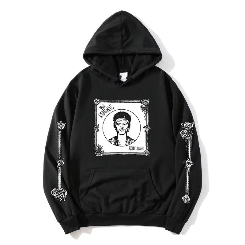 The Romantic Tour Hoodie BRUNO MARS Singer Design Sweatshirt Long Sleeve Loose Hooded Pullovers Women Men Clothing Print Merch