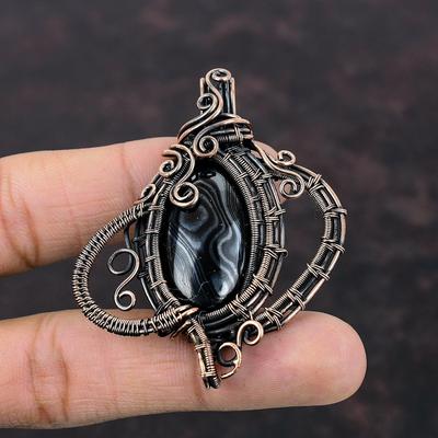Psilomelane Pendant Copper Wire Wrapped Jewelry Natural Gemstone Pendant Copper Pendant Handmade Jewelry Anniversary Gift Wire Wrap Pendant