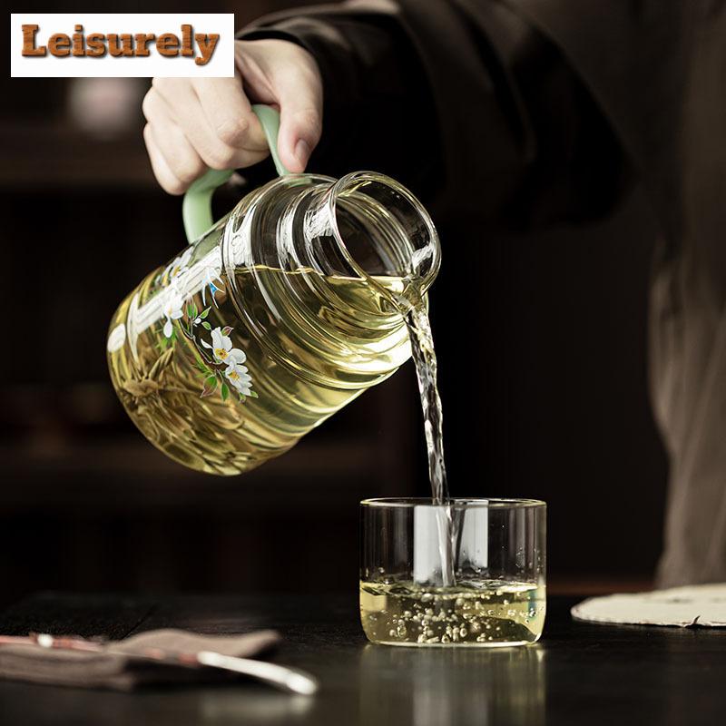 860ml Hochborosilikatglas Kaltwasserkessel Kräuterteekanne Büro Teekanne mit großem Fassungsvermögen Saftkessel Wasserspeicherflasche Becher