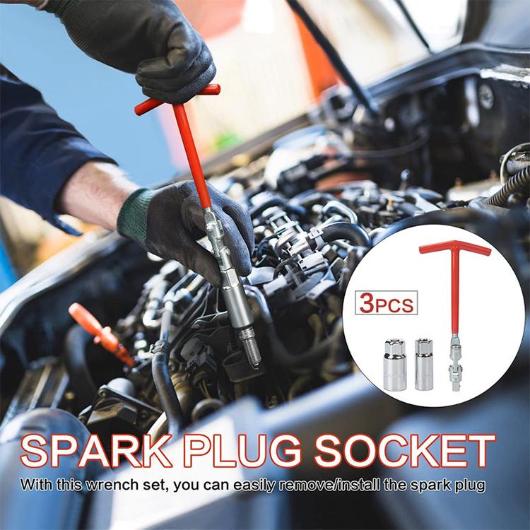 3-in-1 Auto & Motorfiets Reparatie Gereedschapskist Bougietrekker Dopsleutel 16mm (5/8") 21mm (13/16") met T-handvat