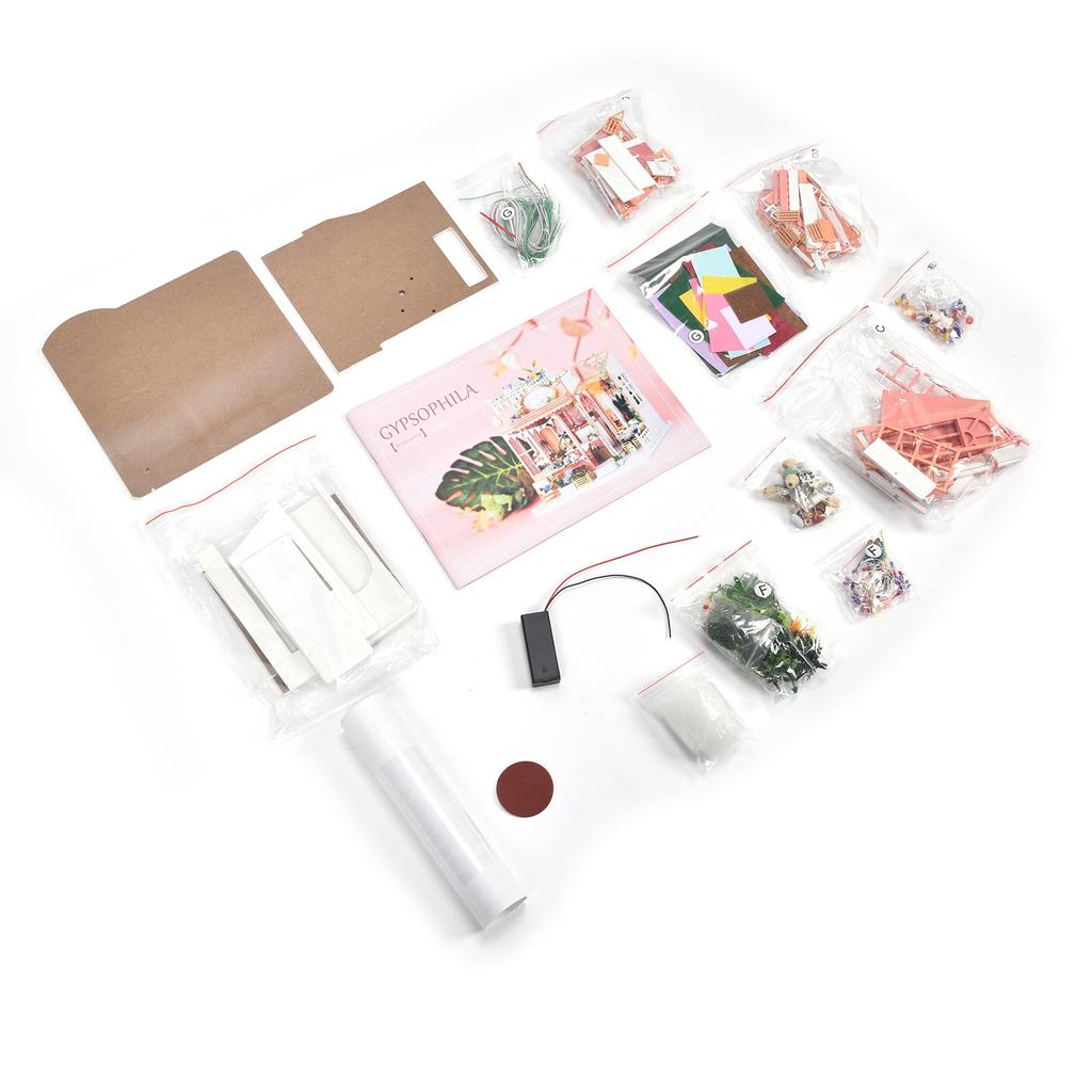 Flower DIY Assembly Dollhouse Mini Home Craft Model Doll House Model Toys Gift Decoration