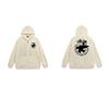 Mens Hooded Zip-Up Fleece-Lined Sweatshirt With Letter Print Casual Oversized Pullover Winter Jacket