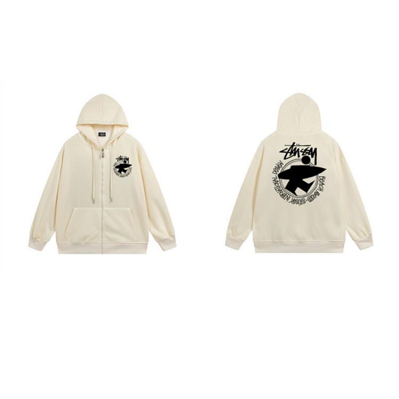 Mens Hooded Zip-Up Fleece-Lined Sweatshirt With Letter Print Casual Oversized Pullover Winter Jacket