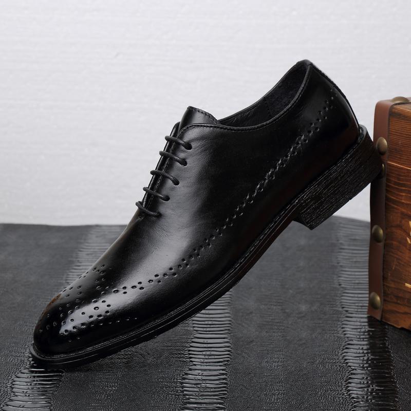 Fashion New Trend Genuine Leather Men's Brogue Shoes High Quality Mens Business Dress Shoes British Style Men Leather Dress Oxfords Shoe