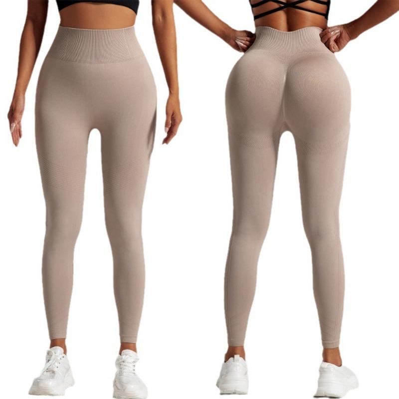 New yoga pants belly peach hip wear hip lift running fitness pants seamless striped tight sweatpants