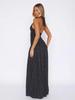 2026 Summer Polka Dot Backless V-neck Dress with Slit and Cinched Waist for Women