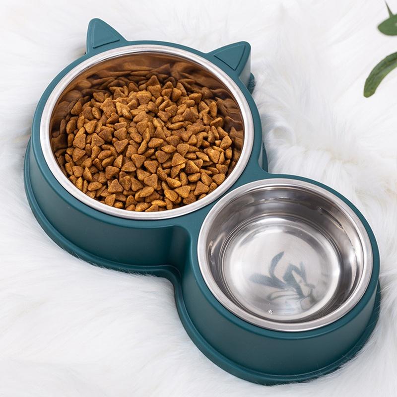 Double Dog Bowls Stainless Steel Pet Feeder Bowls Non Tipping Auto Watering Cat Water Food Bowls for Small Medium Pets