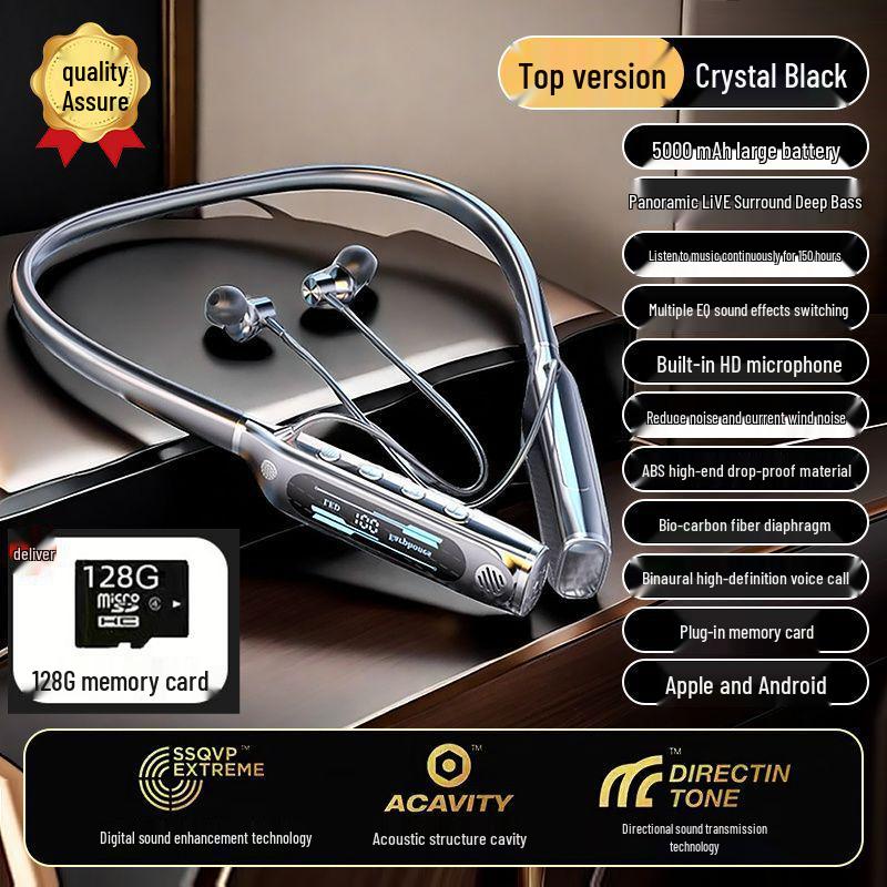 2025 Wireless Bluetooth Neckband Headphones: Sports Design, Extra-Long Battery, Noise Cancelling, Deep Bass, Apple & Android Compatible