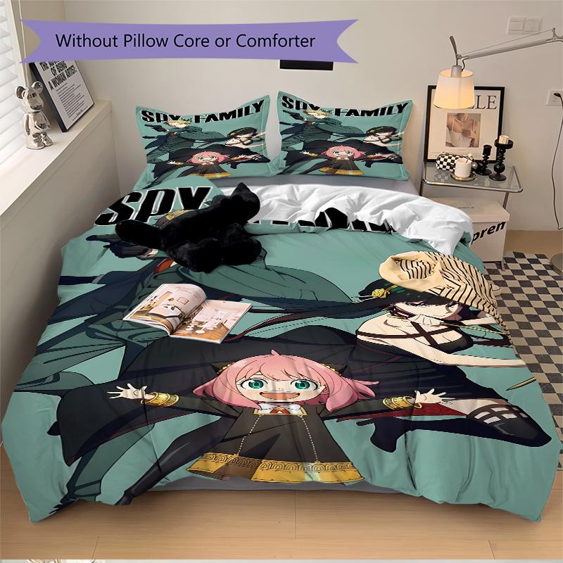 Spy Family Adventure Print 3Pcs Bedding Setduvet Cover With 2 Bedropillowcase Home Birthday Gift