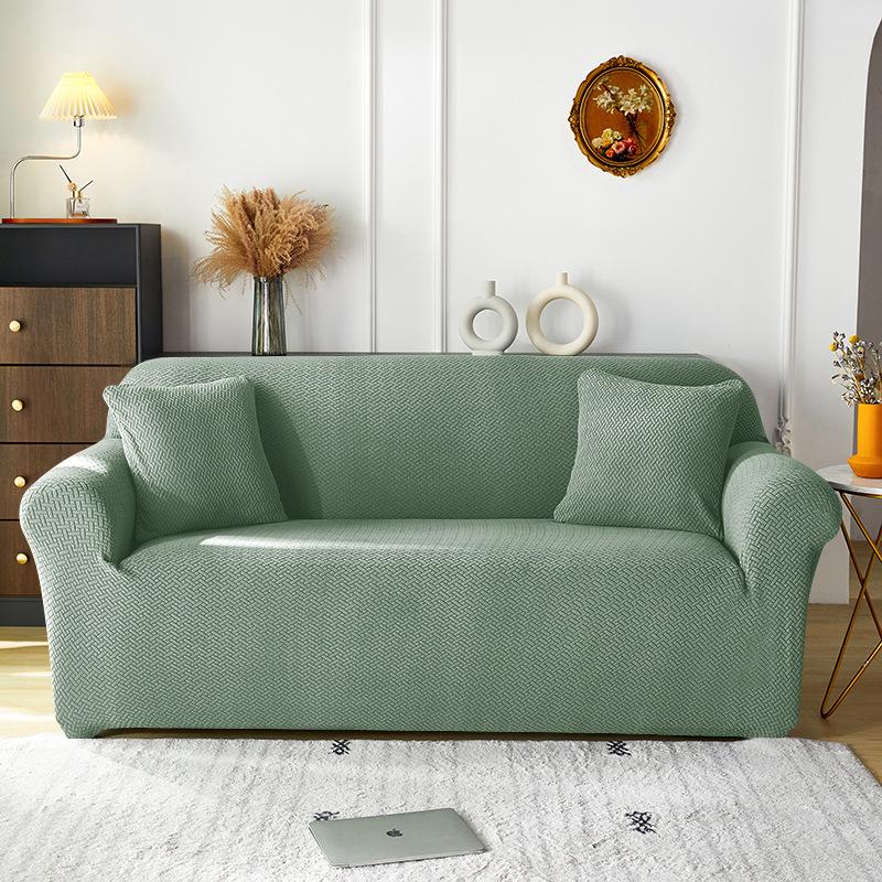 T-shaped Jacquard Sofa Cover Home Solid Color Non-slip Elastic Fleece Combination Pet Fabric Sofa Dust Cover