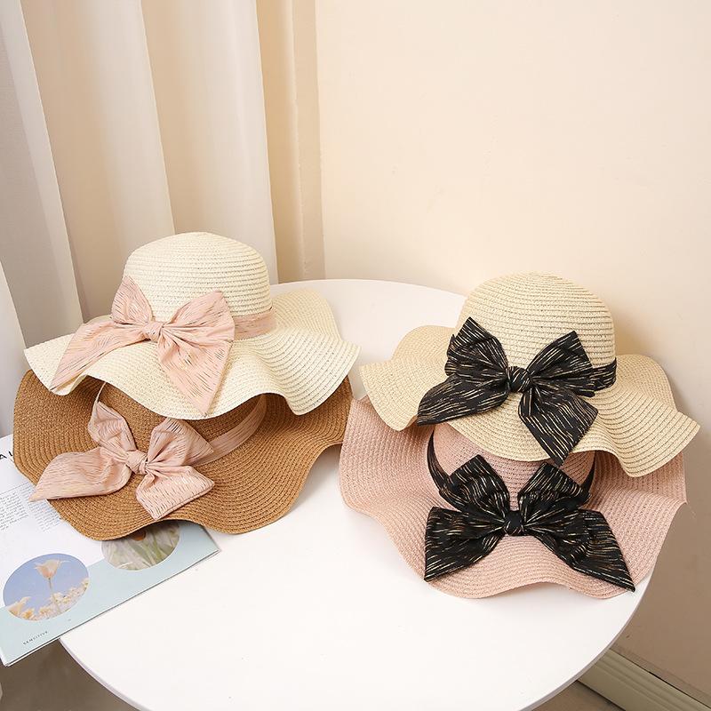 Summer Sun Hat for Women - Wide Brim with Bowknot, Breathable Straw Beach Cap, UV Protection, Fashionable Travel Accessory