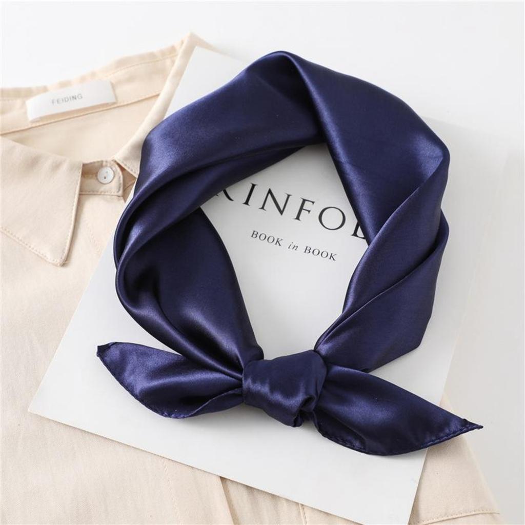 60cm Einfarbiger Halstuch Hijab Schal für Frauen Weiches Satin Stirnband Haarschals Damen Quadratische Schals Kopftücher für Damen