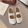 Xiaoxiangfeng bow shallow mouth Mary Jane single shoes women's 2025 new versatile one-pedal with skirt small leather shoes