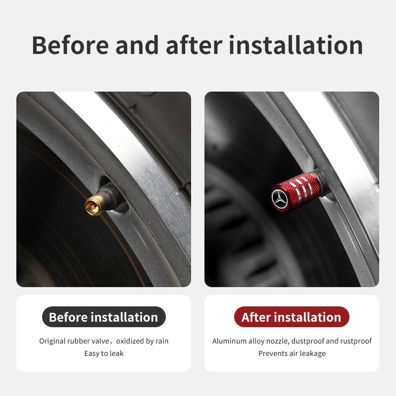 GLC GLB 4pcs Car Tire Stem Valve Caps Dustproof Caps Cover Accessories For Benz W211 W124 W176 W177 C180 C200 C260 C300 GLC CLE