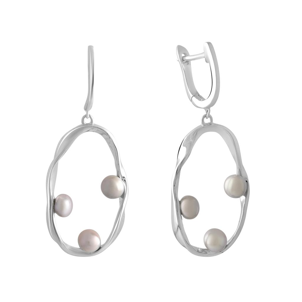 Silver Earrings with Natural Pearls (2128762)
