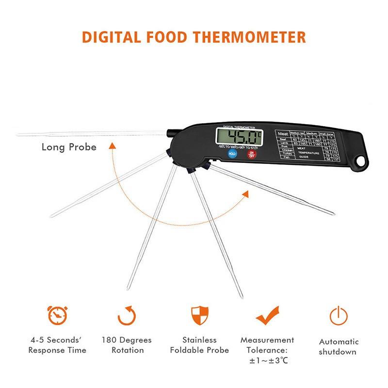 Digital Folding Probe Barbecue Thermometer Grill Food Electronic Oil Temperature Meter Thermometer Kitchen Thermometer For Cooking Oven