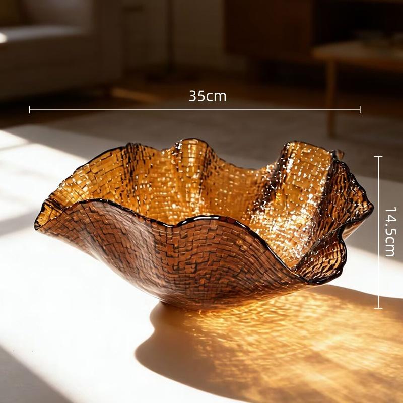 

Glass Tray Ruffled Edge Pattern Fruit Plate Desktop Storage Candy Bowl Jewelry Dish Trays Decorative Home Decoration