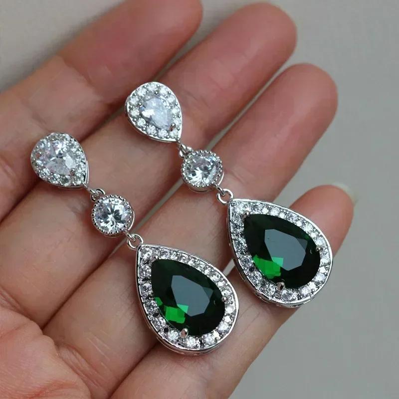 European And American Trendy Sparkling Zircon Oxide Earrings, High End Banquet Fashion Zircon Party Jewelry Long Pendant