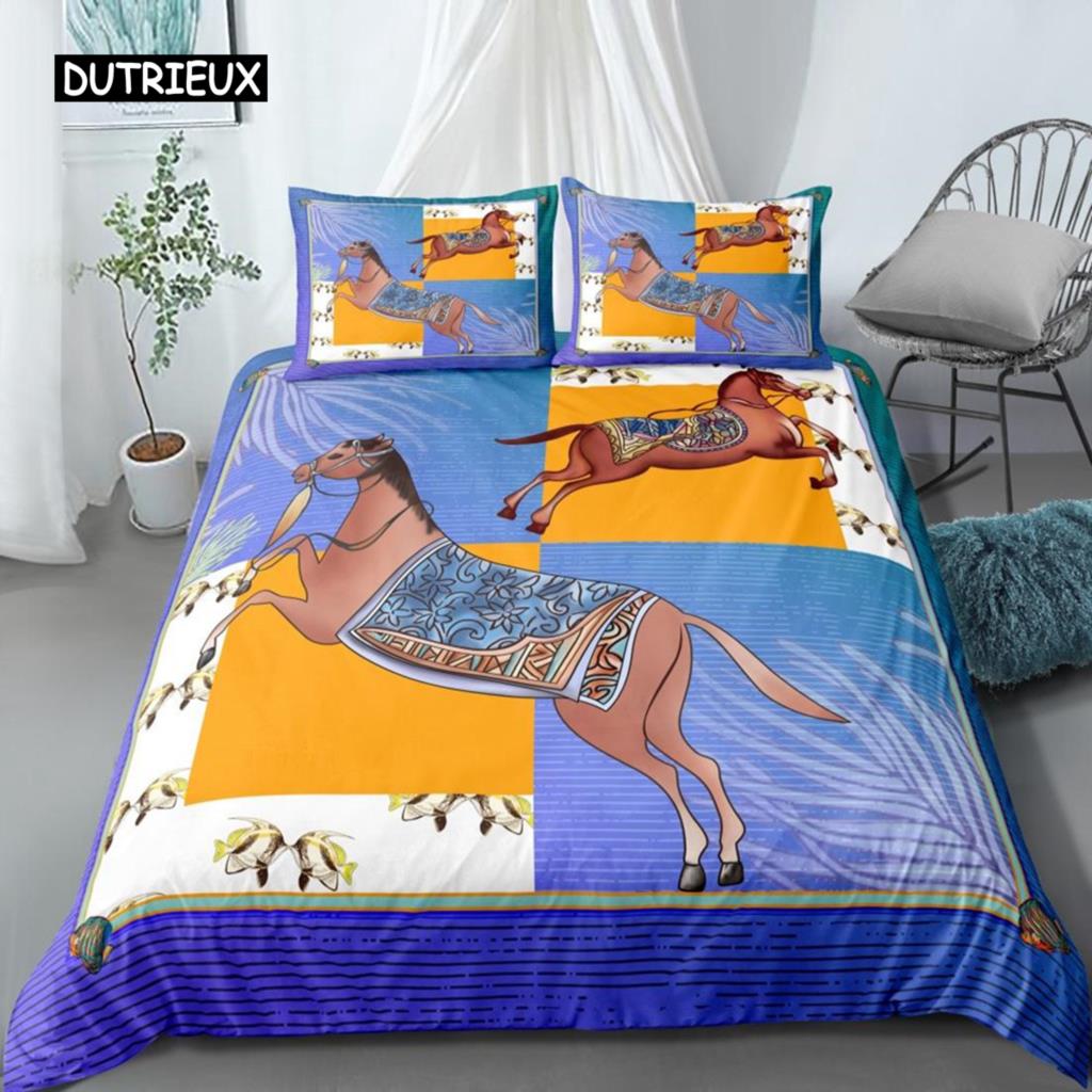 

Комплект пододеяльника с лошадью King Size Лошадь Ковбой Животное Постельное белье для детей Мальчиков Девочек Микрофибра Абстрактный Ловец снов Чехол на одеяло Инструмент EU single(135x200cm)