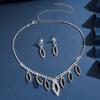 Water droplet necklace earrings two-piece set, bride's wedding fashion accessories, women's light luxury, small fragrance style