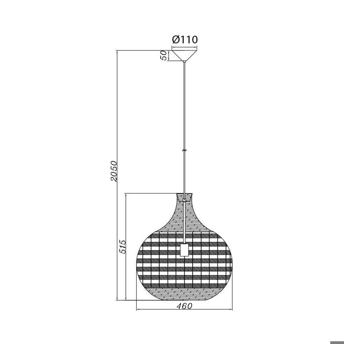 Suspension décorative - BV - BV02-00035 - Rotin naturel - Métal - 1xE27 23W IP20