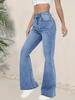 Jeans Acampanados Elásticos de Cintura Alta para Mujer Puffanpop - Lavado Claro Tiro Alto Bootcut Pantalones de Mezclilla Ajustados Pantalones de Campana para Verano Casual