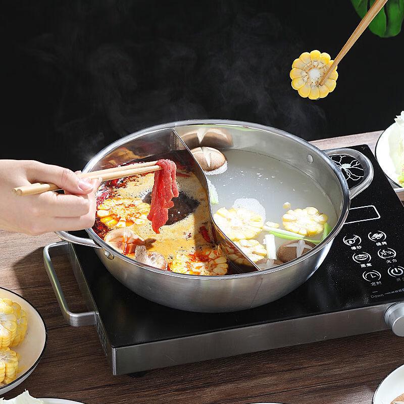 Renzhida 304 Stainless Steel Divided Hot Pot with Lid