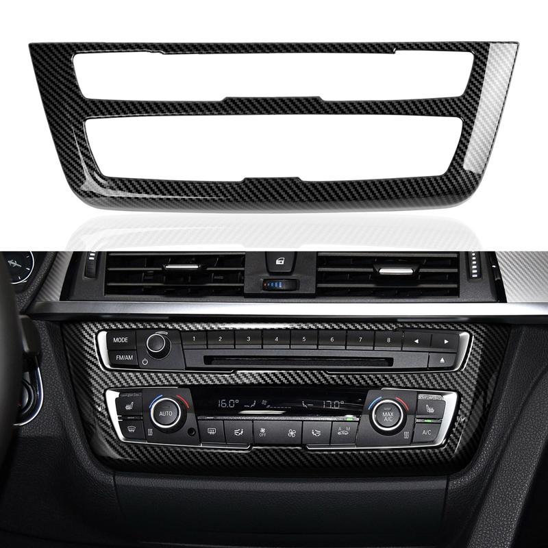 For BMW F30 F31 F34 3GT F32 F33 F36 Center Console CD/Volume Knob Adjust Panel Cover Trim Accessories, Carbon Fiber ABS Sticker