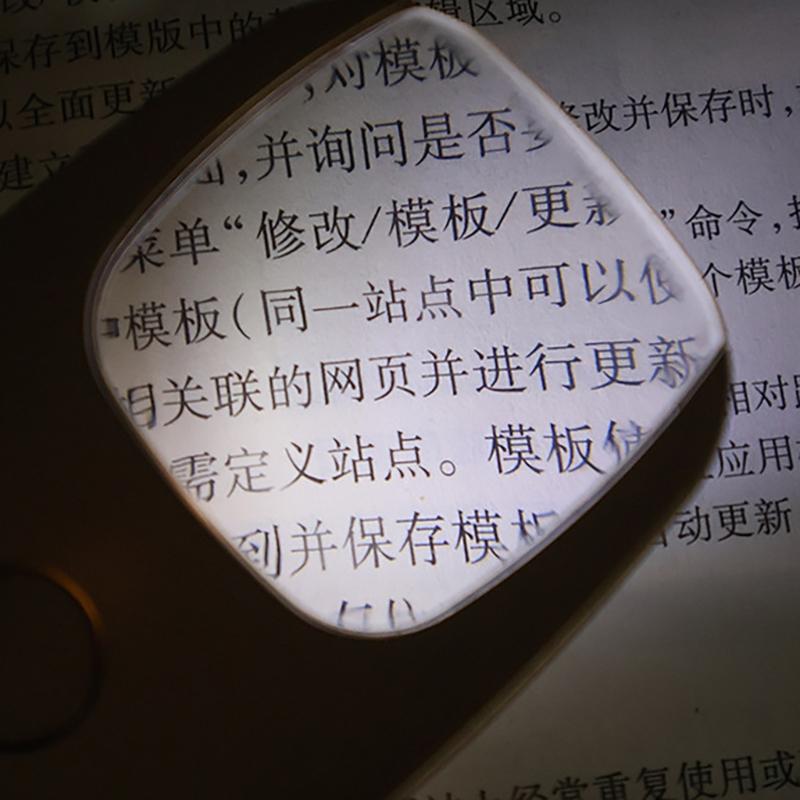 USB Rechargeable Magnifying Glass Loupe Magnifying Lens Handheld Keychain Magnifier with LED Light for Book Reading