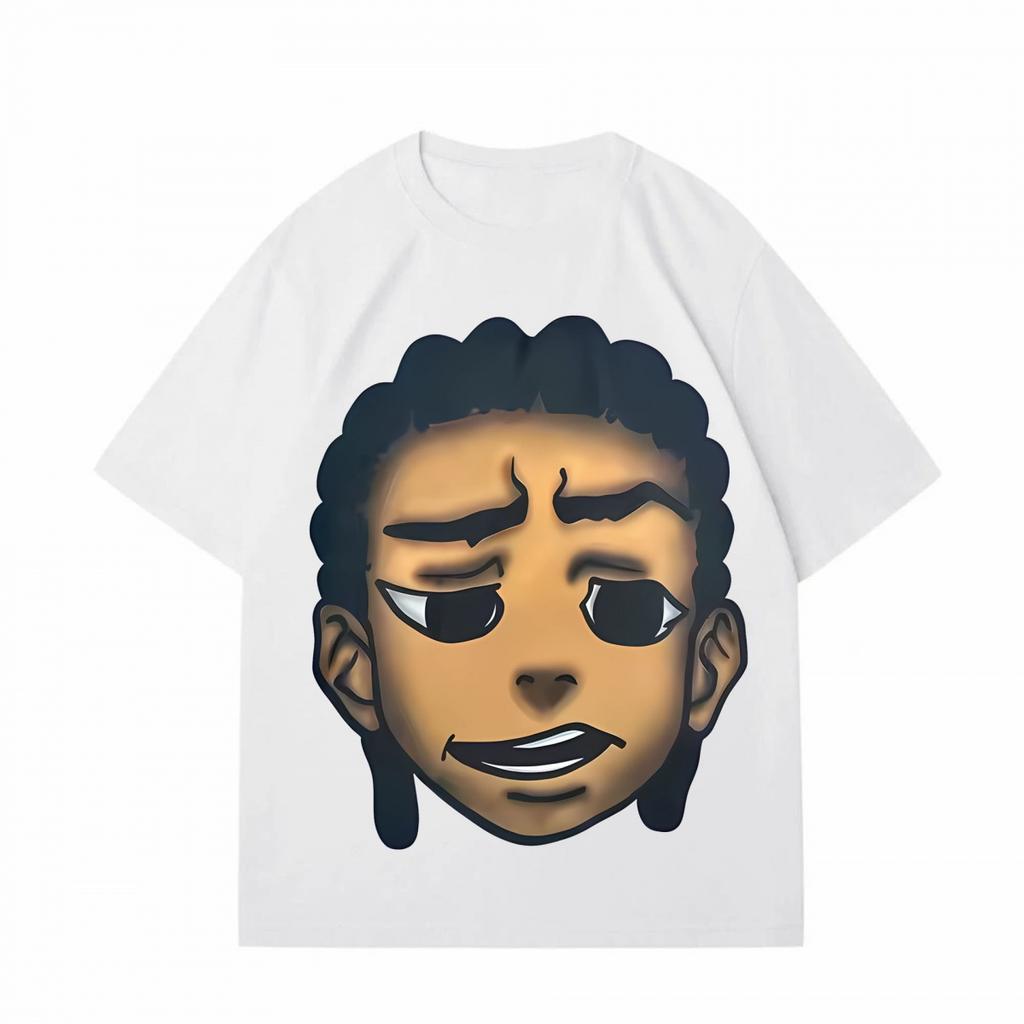 Street Gothic Retro Cotton ShortSleeved TShirt for Summer Loose Fit Comedy Casual Cutesy Round Neck Y2K Style