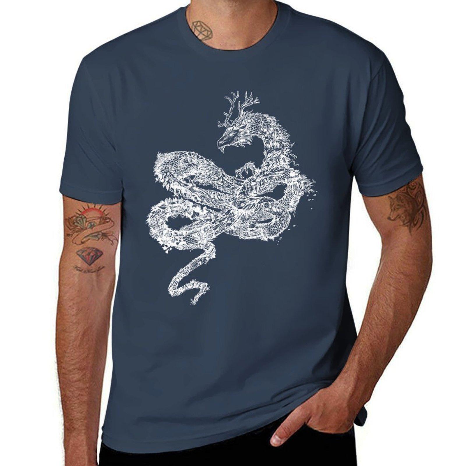 Autumn Dragon White Transparent Version Tshirt Casual Loose Fit Short Sleeve Tshirt S