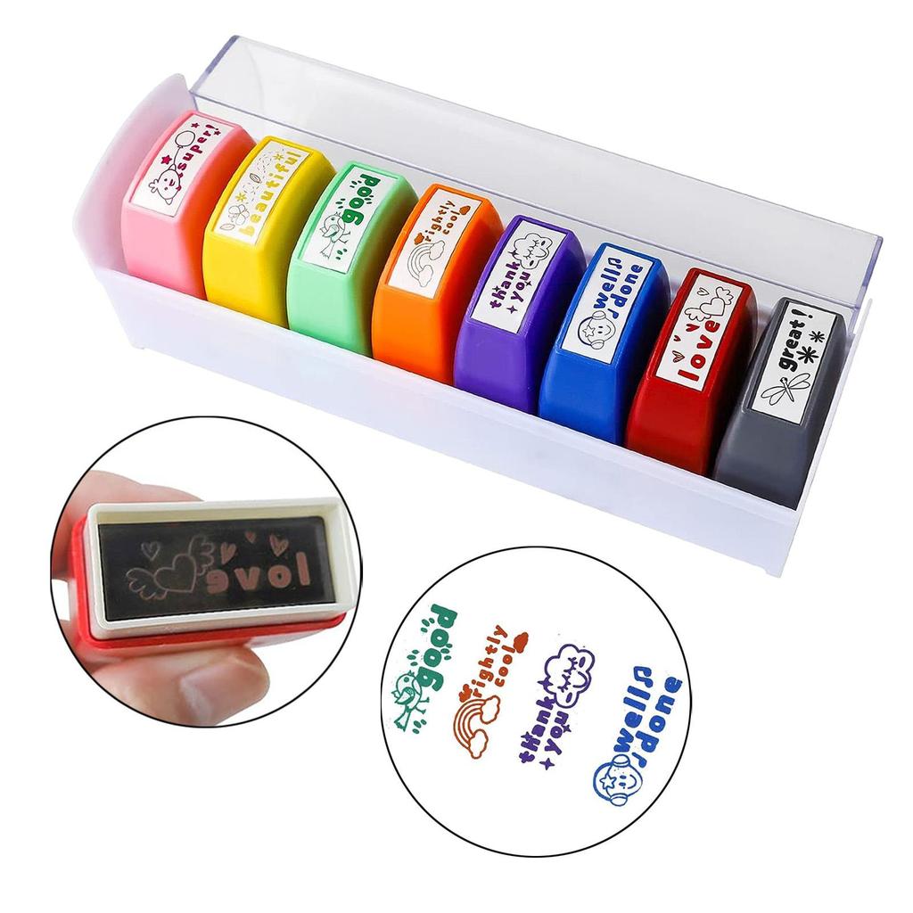 8x Teacher Stamps Set Return Stamp for Homework Classroom Teacher Supplies