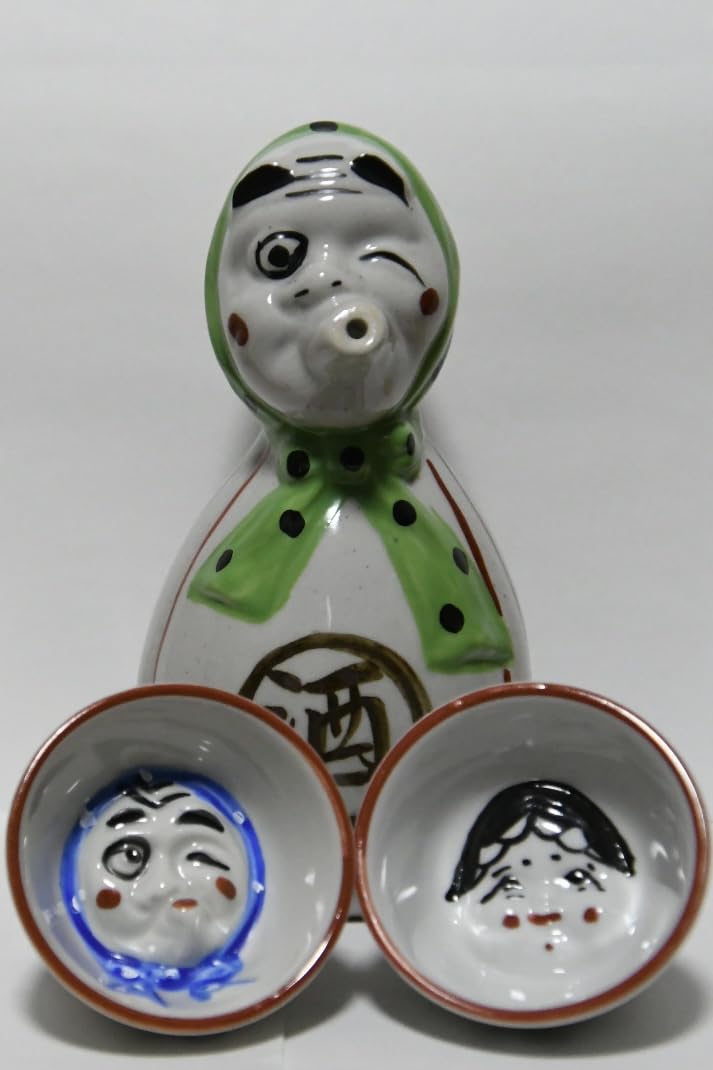 

Набор бутылки саке Хёттоко набор чашки для саке Окамэ чашка для саке японское саке милый подарок сувенир подарок почему бы не подарить немного саке в наборе из 3 предметов [размер 2 го] белый