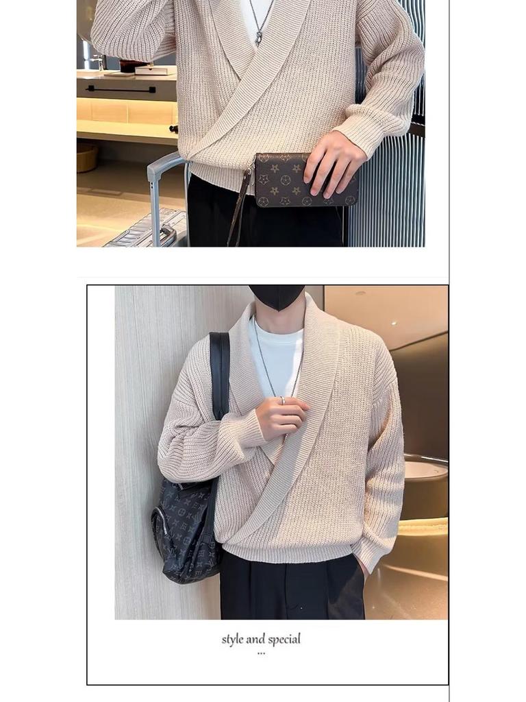 Herbst/Winter 2025 Herren V-Ausschnitt Lockerer Freizeit Pullover Strickware Oberteil