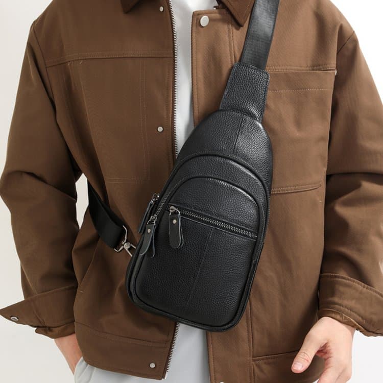 Men's Lychee Pattern Casual Breast Bag