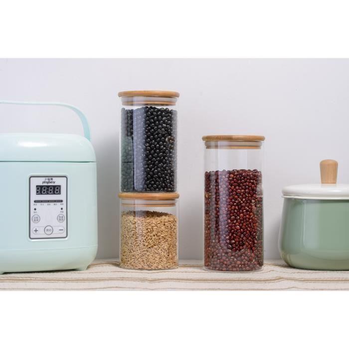 Lot de 4 Bocaux Pots de Rangement Alimentaire Conservation en Verre Borosilicate avec Couvercle Hermétique