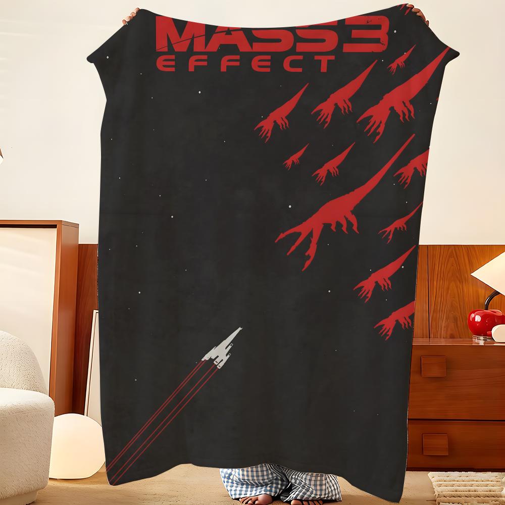 Game M-Mass E-Effect Throw Flannel Throw Blanket, Lightweight Cozy, Durable Washable cute Cool