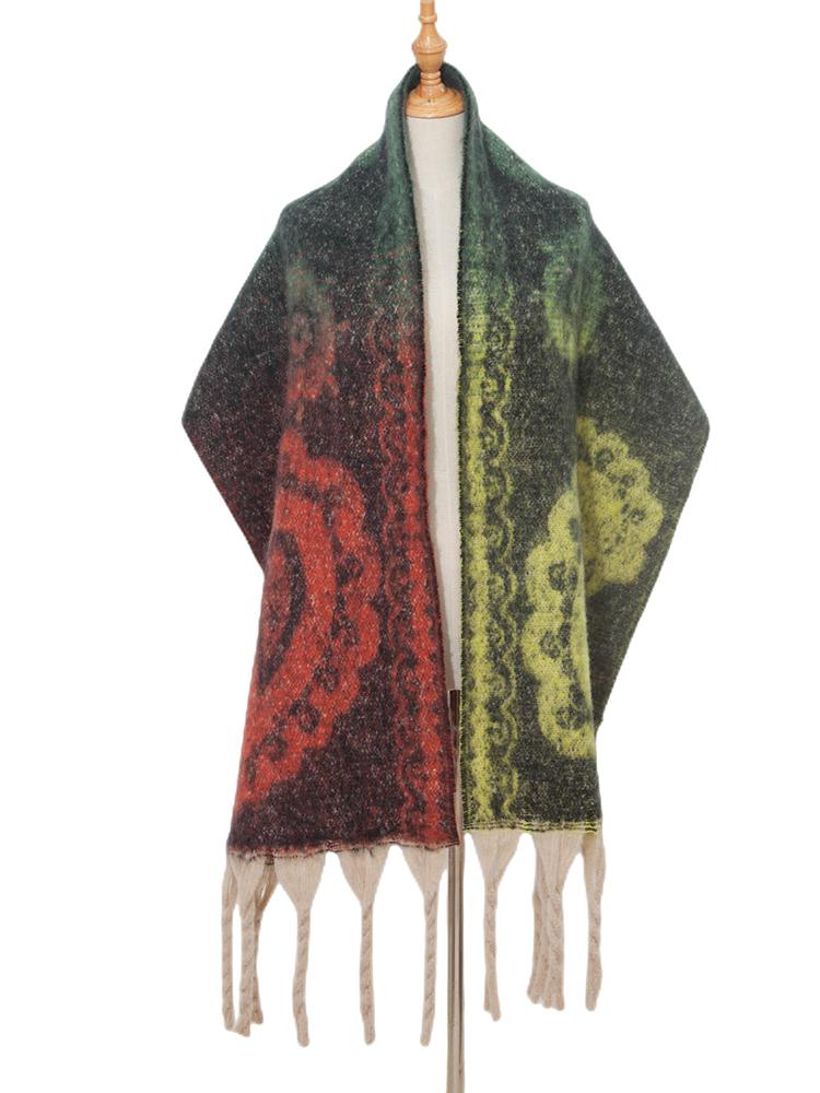New Imitation Cashmere Winter Women Scarf Vintage Print Tassel Pashmina Mujer Femme Foulard Bufanda Long Thick Wrap Shawl