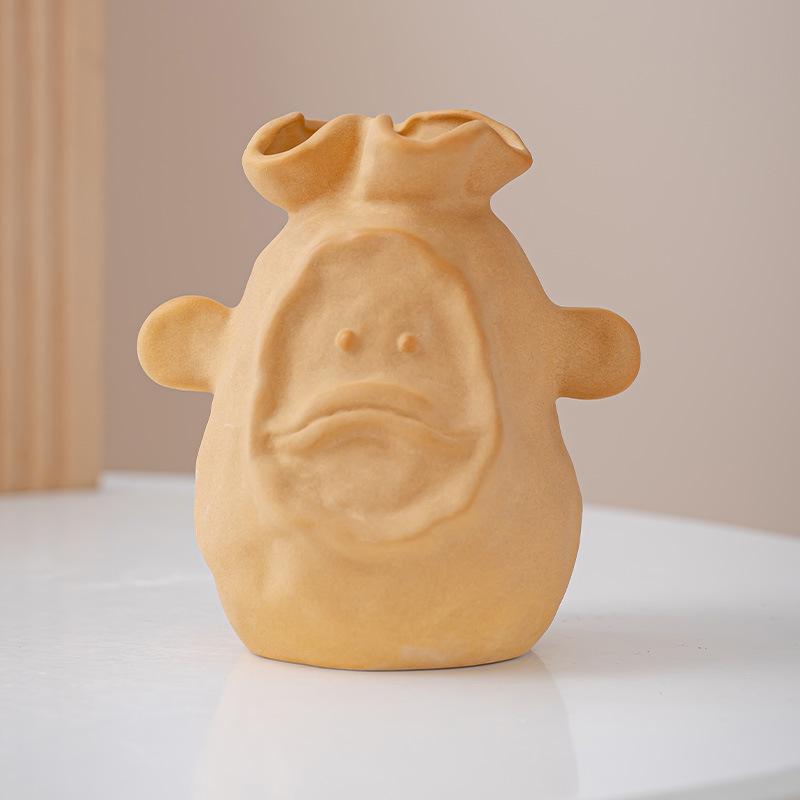 

5,3-дюймовая милая ваза с мордочкой обезьяны, керамическая ваза для цветов, уникальная маленькая центральная ваза, украшение для дома, животное, орнамент оранжевый
