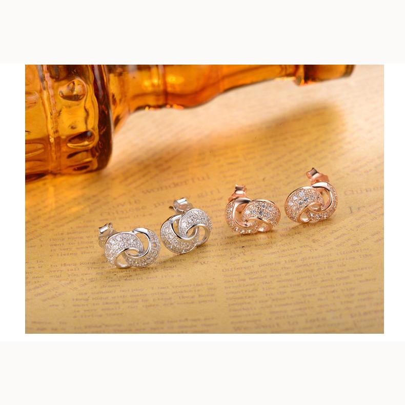 Zwei Kreise Mode Zirkonia Funkelnd Klassische Steckerohrringe für Damen Strahlende Weibliche Elegante Accessoires Zeitloser Schmuck