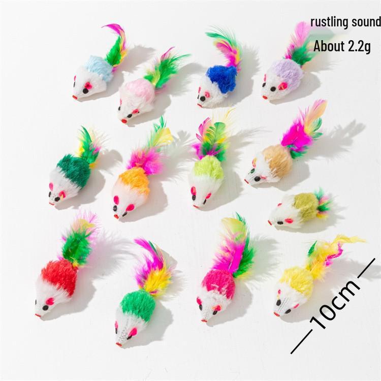 Cat Toy Set: Plush Feather Mouse Molar & Bite-Resistant