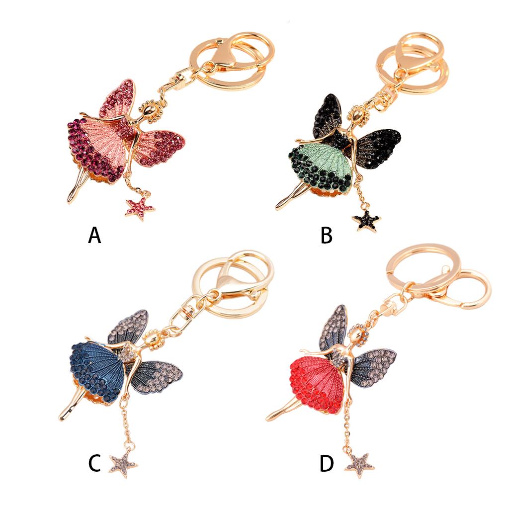 Pack of 2 Women Keychain Zinc Alloy Crystal Car Key Chain Cute Delicate Keyrings Hanging Decoration Pendant Girls Teen