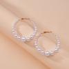 Vintage Exaggerated Graduated Pearl Circle Earrings Hoop Earrings for Women Girl Jewelry